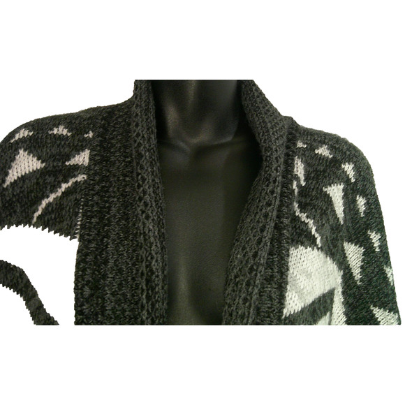 Express One Size Tall Aztec Pattern Knit Poncho Sweater L/XL - Picture 5 of 8